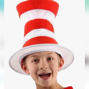 Dr Suess Red and White Adjustable  Striped Hat